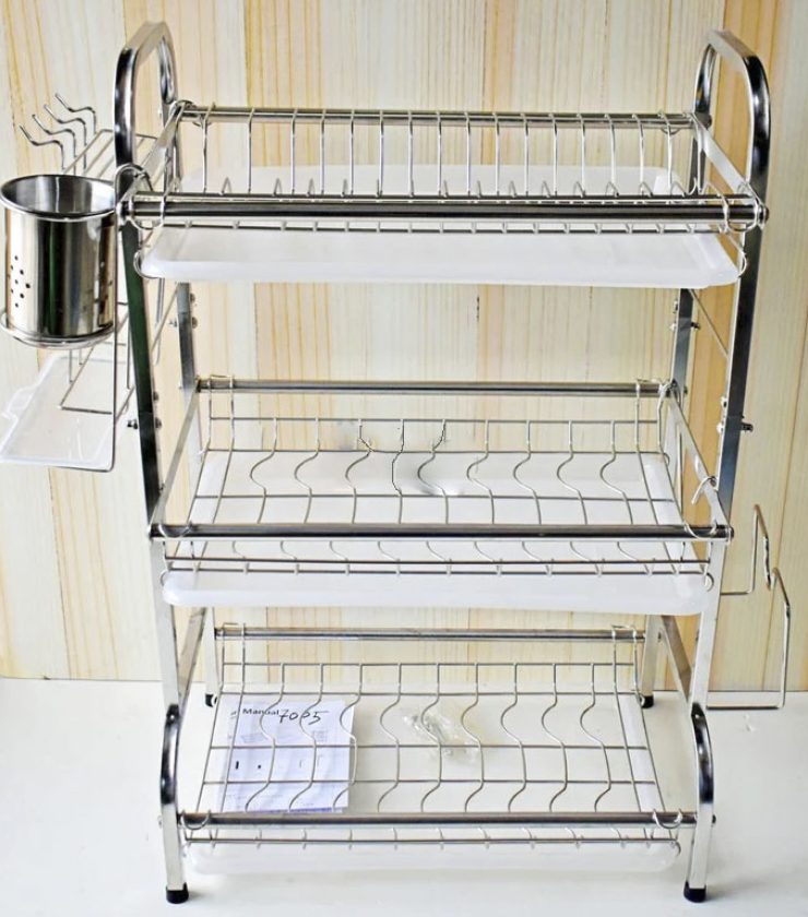 3 Tier Stainless Steel Dish Drying Storage Rack with Holder ALP0535