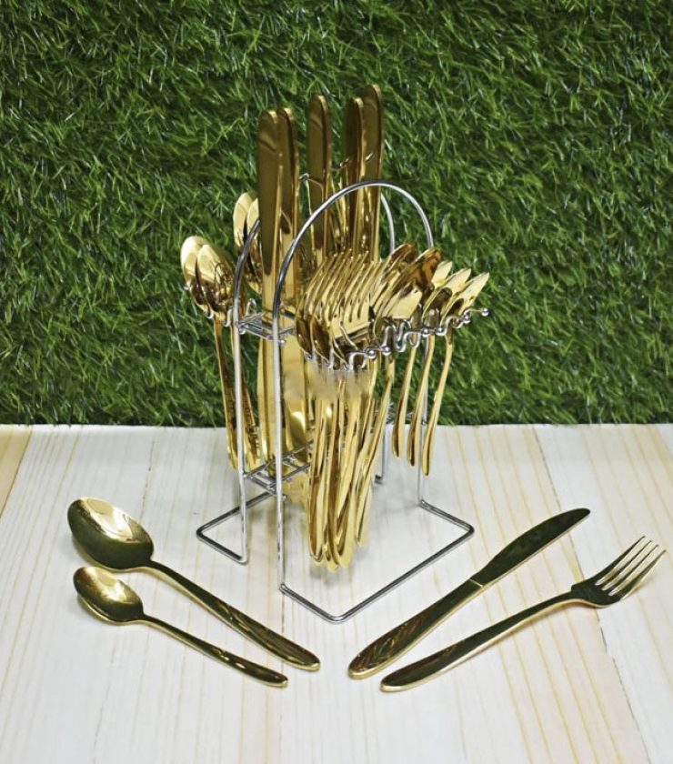 24 Pcs Golden Color Stainless Steel Cutlery Set TG0721